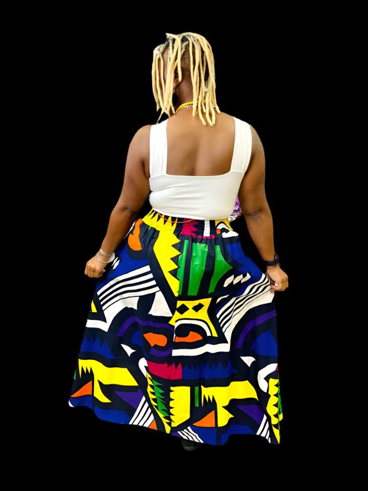 Abstract Maxi Skirt & Wrap