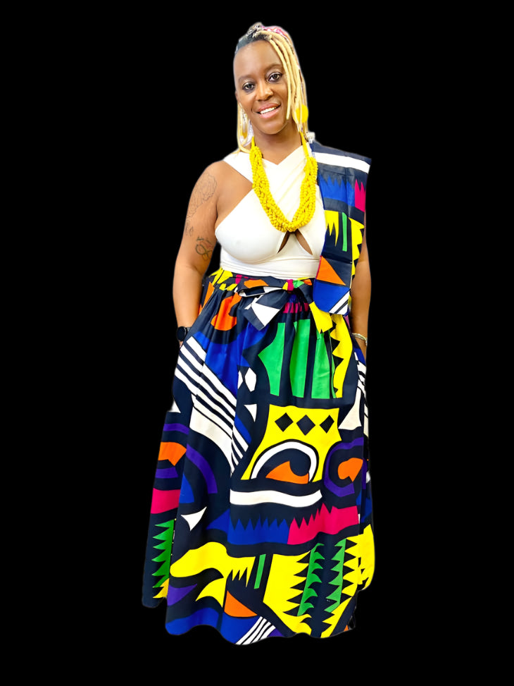 Abstract Maxi Skirt & Wrap