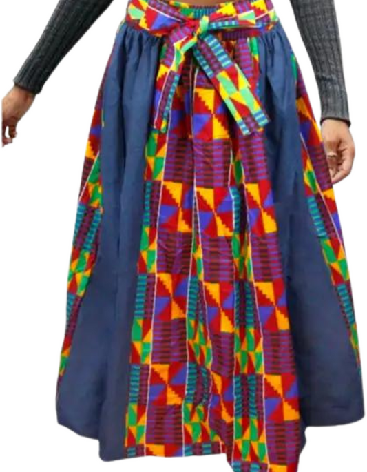 Kente & Denim Maxi