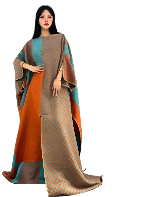 Colorblock Cloak Dress