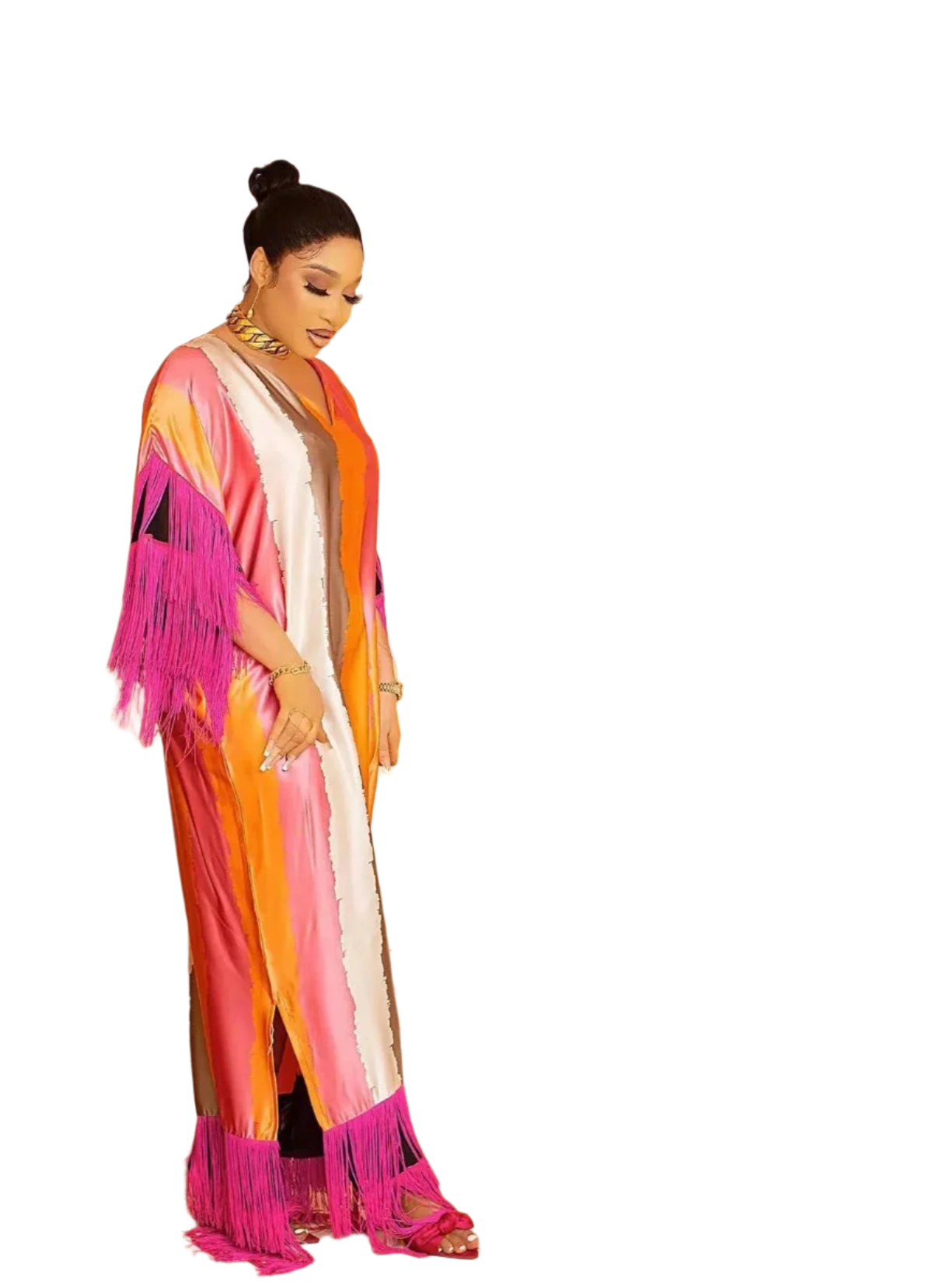 Striped Tassel Kaftan