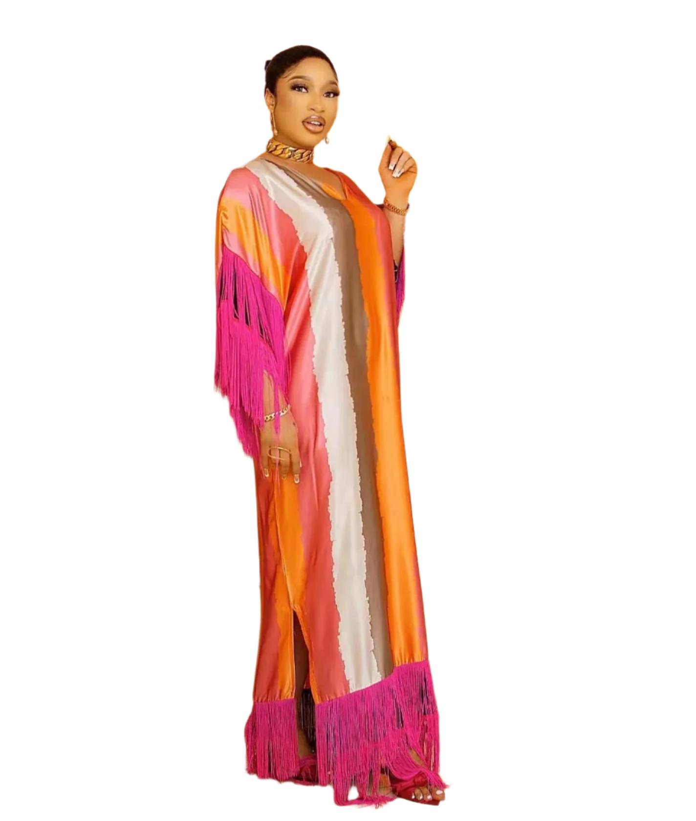 Striped Tassel Kaftan