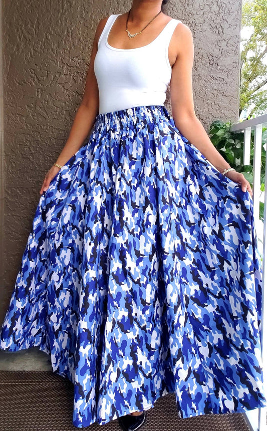 Blue Camouflage Maxi